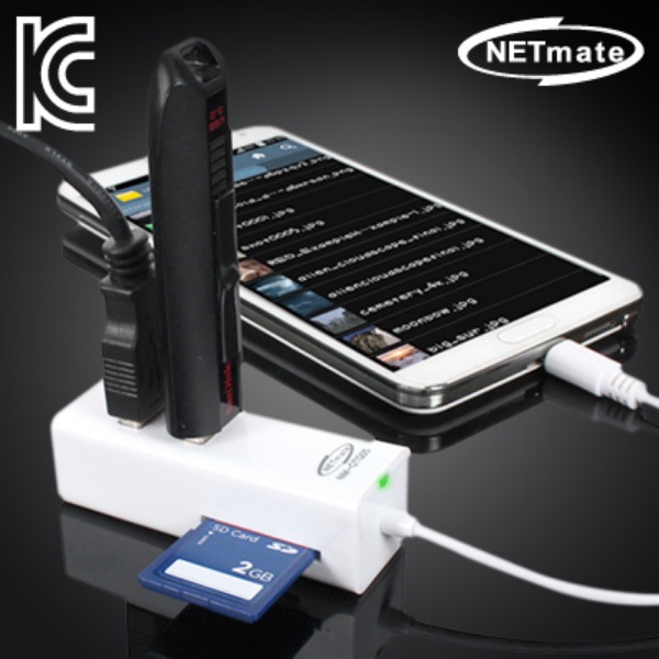 NETmate NM-OTG05 모바일 USB OTG 허브 + 카드리더기 (화이트)